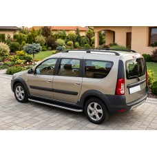 Бокові пороги Tayga Grey (2 шт., алюміній) для Renault Logan MCV 2005-2013 рр