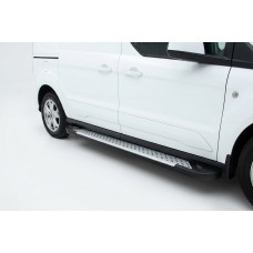 Бокові пороги Allmond Grey (2 шт., алюм) Стандартна база для Ford Connect 2014-2021 рр