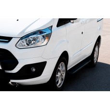 Бокові пороги Allmond Black (2 шт., алюміній) Довга база для Ford Custom 2013-2022 рр