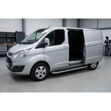 Бокові пороги Tayga Grey (2 шт., алюміній) Коротка база для Ford Custom 2013-2022 рр