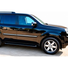 Бокові пороги Allmond Black (2 шт., алюміній) для Honda Pilot 2008-2015 рр