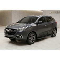 Бокові пороги Allmond Black (2 шт., Алюміній) для Hyundai IX-35 2010-2015 рр