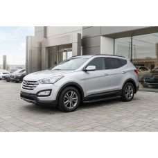 Боковые Подножки Allmond Black (2 шт., Алюминий) для Hyundai Santa Fe 3 2012-2018 гг
