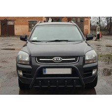 Кенгурятник WT003 Черный (Нержавеющая сталь) для Kia Sportage 2004-2010 гг