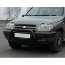 Кенгурятник WT004 Black (нерж) для Chevrolet Niva 1998-2020 рр