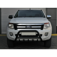 Передняя защита WT003 Черная (Нержавейка) для Ford Ranger 2011-2022 гг
