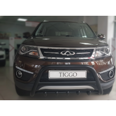 Кенгурятник WT003 Черный Нержавейка для Chery Tiggo 5 2013- гг