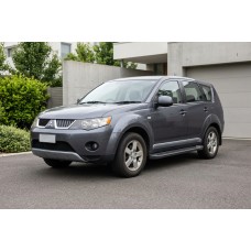 Бокові пороги Allmond Black (2 шт., Алюміній) для Mitsubishi Outlander 2006-2012 рр