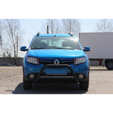 Передняя дуга WT006 Black (нерж.) для Renault Sandero 2013-2022 гг