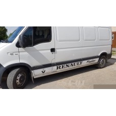 Бічні труби (2 шт., Нерж.) Довга база для Renault Master 1998-2010 рр