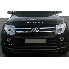 Передній захист ST015-9 Black (нерж.) для Mitsubishi Pajero Wagon IV 2006-2021 рр