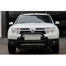 Кенгурятник без напису QT006 Black (нерж.) для Dacia Duster 2008-2018 рр