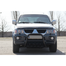 Кенгурятник QT006 Black (нерж) для Mitsubishi Pajero Sport 1996-2007 рр