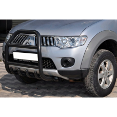 Кенгурятник QT007 Black (нерж.) для Mitsubishi L200 2006-2015 рр