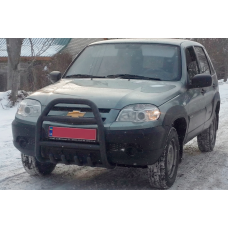 Кенгурятник QT007 Black (нерж) для Chevrolet Niva 1998-2020 рр