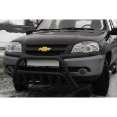 Кенгурятник WT002 Black (нерж) для Chevrolet Niva 1998-2020 рр