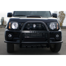 Кенгурятник з вусами QT007 Black (нерж) для Suzuki Jimny 1998-2018 рр