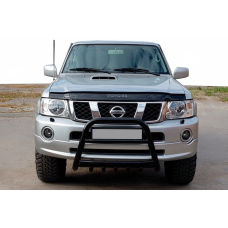 Кенгурятник QT007 Black (нерж) для Nissan Patrol Y61 1997-2011 рр