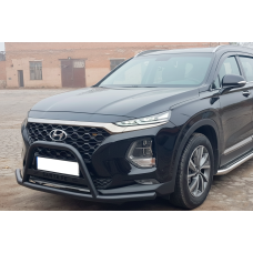 Кенгурятник вусатий WT006 Black (нерж) для Hyundai Santa Fe 4 2018-2023 рр