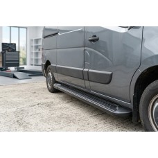 Бокові пороги Allmond Black (2 шт., алюміній) Довга база для Opel Movano 2010-2021 рр