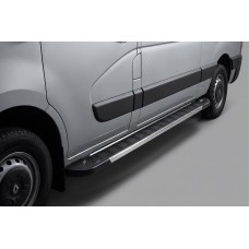 Боковые пороги RedLine V1 (2 шт., алюминий) Короткая База для Opel Movano 2010-2021 гг