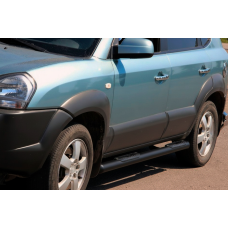 Боковые трубы BB002 Черные (2 шт., Нержавейка) для Hyundai Tucson JM 2004- гг