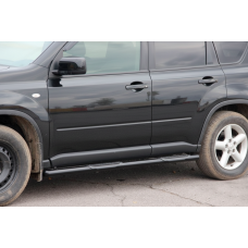 Боковые Трубы BB002 Черные (2 шт., Нержавейка) для Nissan X-trail T31 2007-2014 гг