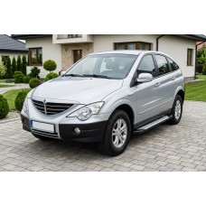 Бокові пороги Allmond Grey (2 шт., Алюміній) для SsangYong Action 2005-2018 рр