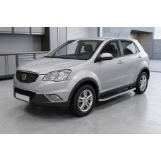 Боковые Подножки Maydos V1 (2 шт., Алюминий и Нержавейка) для SsangYong Korando 2010-2019 гг