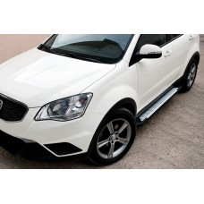 Боковые пороги Allmond Grey (2 шт., алюминий) для SsangYong Korando 2010-2019 гг