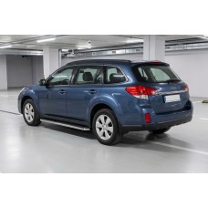 Бокові пороги Maydos V1 (2 шт., Алюміній -2026 нерж) для Subaru Outback 2009-2014 рр