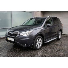 Бокові пороги Allmond Grey (2 шт., алюміній) для Subaru Forester 2013-2018 рр