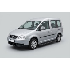 Бокові пороги Allmond Black (2 шт., Алюміній) Maxi база для Volkswagen Caddy 2004-2010 рр