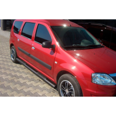 Боковые трубы Black (2 шт., нержавейка) для Dacia Logan MCV 2004-2014 гг