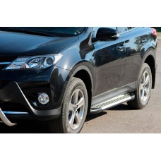 Бокові пороги Allmond Grey (2 шт., алюміній) для Toyota Rav 4 2013-2018 рр