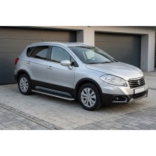 Бокові пороги Maydos V1 (2 шт., Алюміній -2026 нерж) для Suzuki SX4 S-Cross 2013-2016 рр