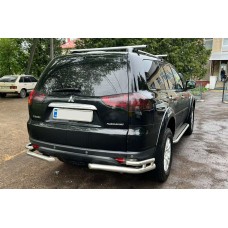 Задній захист AK003-Double (2 шт., нерж) для Mitsubishi Pajero Sport 2008-2015 рр
