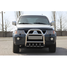 Кенгурятник QT007 (нержавейка) для Mitsubishi Pajero Sport 1996-2007 гг