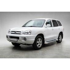 Бокові пороги Allmond White (2 шт., Алюміній) для Hyundai Santa Fe 1 2000-2006 рр