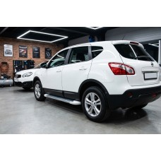 Бокові пороги Allmond White (2 шт., Алюміній) для Nissan Qashqai 2007-2010 рр