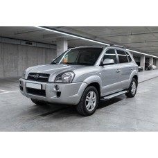 Бокові пороги Allmond Grey (2 шт., алюм.) для Hyundai Tucson JM 2004- рр