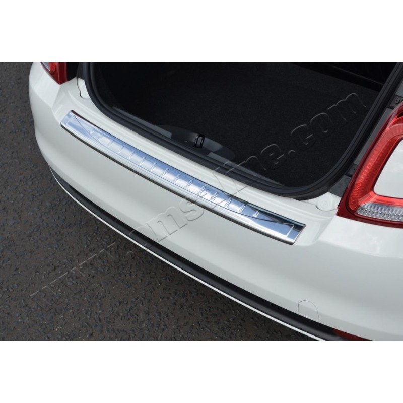 Накладка на задній бампер 3D/Cabrio (OmsaLine, нерж.) для Fiat 500/500L