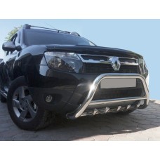 Защита переднего бампера без надписи WT003 (нержавейка) для Renault Duster 2008-2017 гг