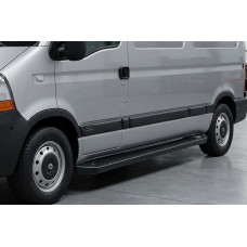Бокові пороги Allmond Black (2 шт., Алюміній) Довга база для Nissan Interstar 2002-2010 рр
