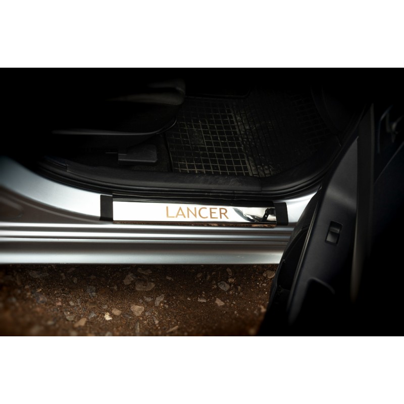 Накладки на пороги (Carmos, 4 шт, нерж) для Mitsubishi Lancer X 2008- рр