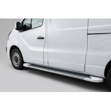 Бокові пороги Allmond White (2 шт., алюміній) Коротка база для Opel Vivaro 2015-2019 рр