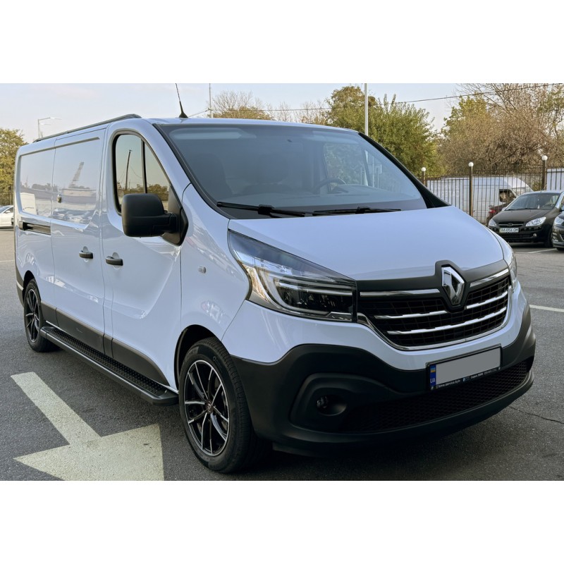 Бокові пороги Allmond Black (2 шт., Алюміній) Коротка база для Renault Trafic 2015- рр