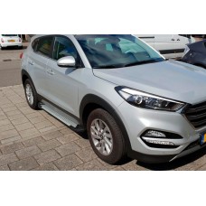 Бокові пороги Allmond Grey (2 шт., алюміній) для Hyundai Tucson TL 2016-2021 рр