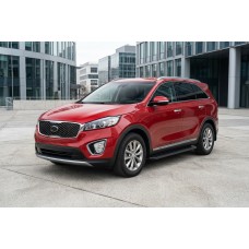 Бокові пороги Allmond Black (2 шт., Алюміній) для Kia Sorento III UM 2014-2020 рр