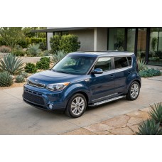 Бокові пороги Allmond Grey (2 шт., алюм.) для Kia Soul II 2013-2018 рр